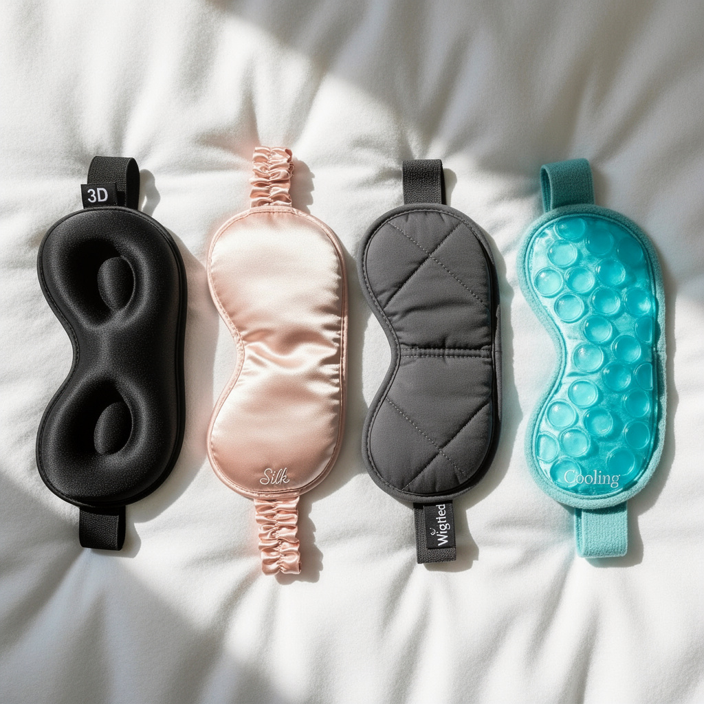 Comparison of different sleep mask designs for side sleepers.