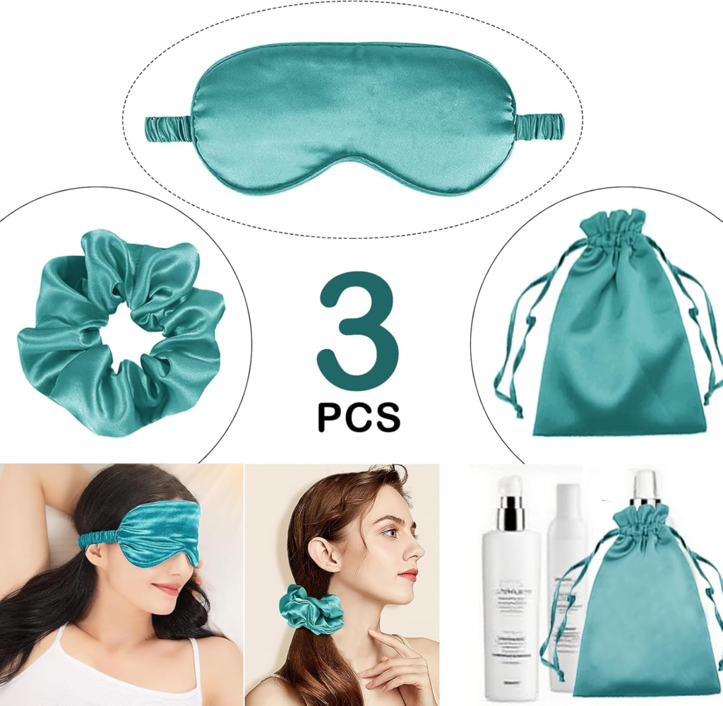 3Pcs Satin Eye Mask and Silk Sleep Set 